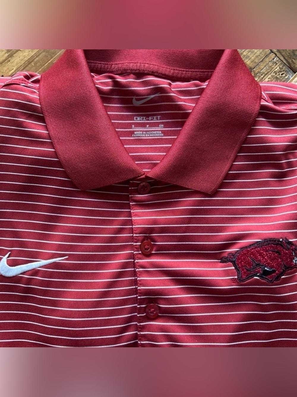 Nike Red Striped Dri-FIT Polo